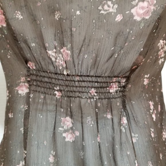 Mudd top Medium floral print sheer sleeeveless crochet lace embellished boho - Picture 7 of 11